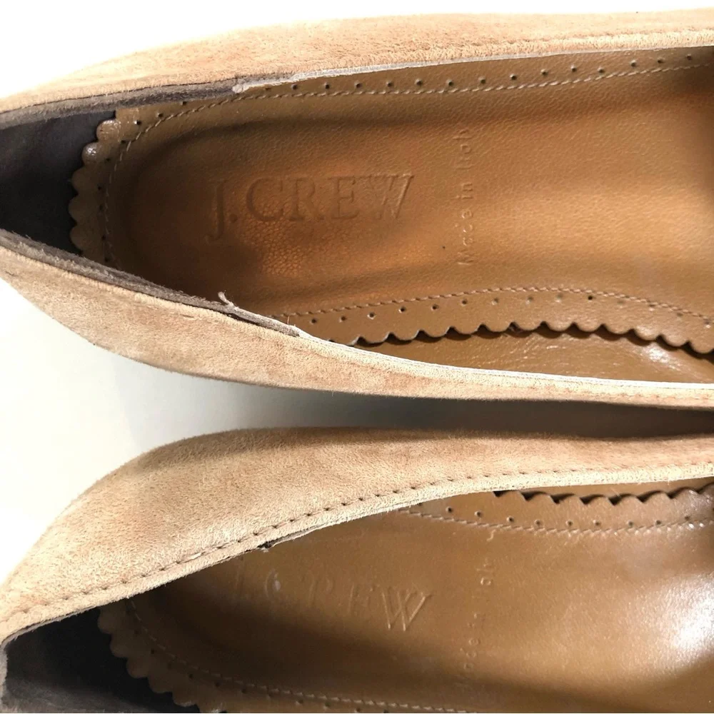 J Crew Collection Italian Suede Leather Tassel Loafer Low Heel, Pump Women’s 6.5